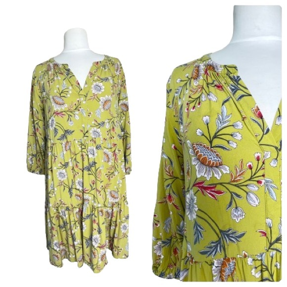 Loft Tunic Dress | Mini Babydoll | Sage Green Floral | Flowy Soft Relaxed Fit M - Picture 1 of 17